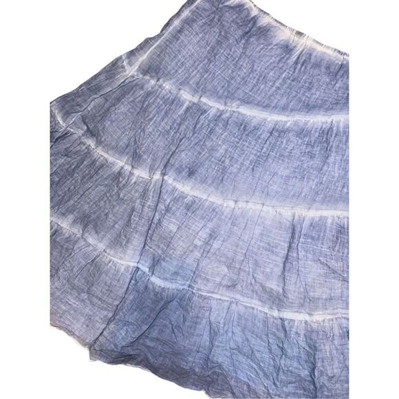 STUNNING Chico's Asymmetrical Skirt Tiered/Swing Light Blue Cotton Elastic Waist - Picture 3 of 7